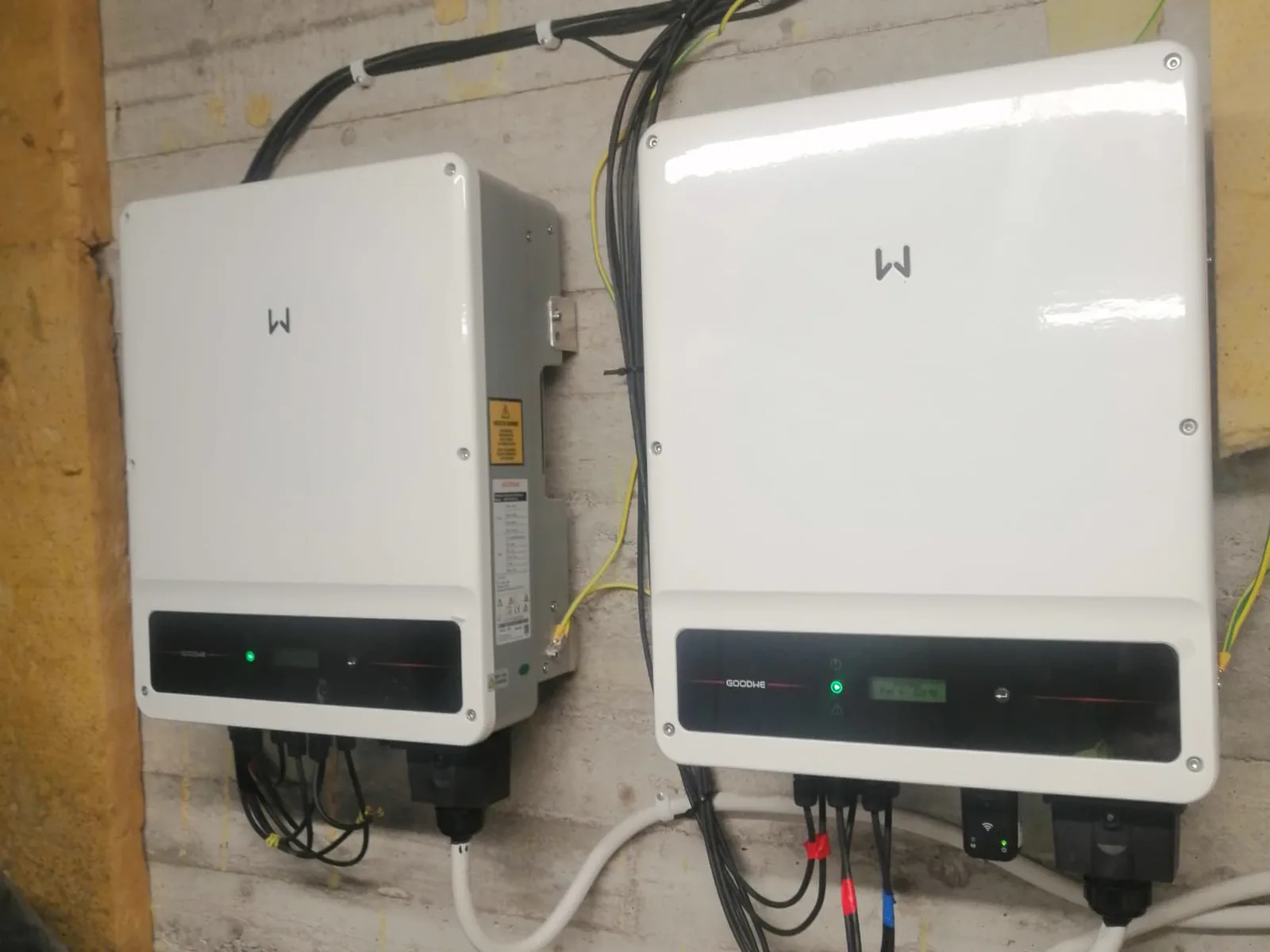 Solar power system inverters in a utility room